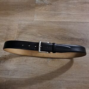 Tasso Elba Black Silver Handcrafted Genuine Italian Leather Belt Men Size 34/85